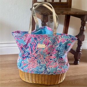 Lilly Pulitzer Seek and Sea Wicker Tote